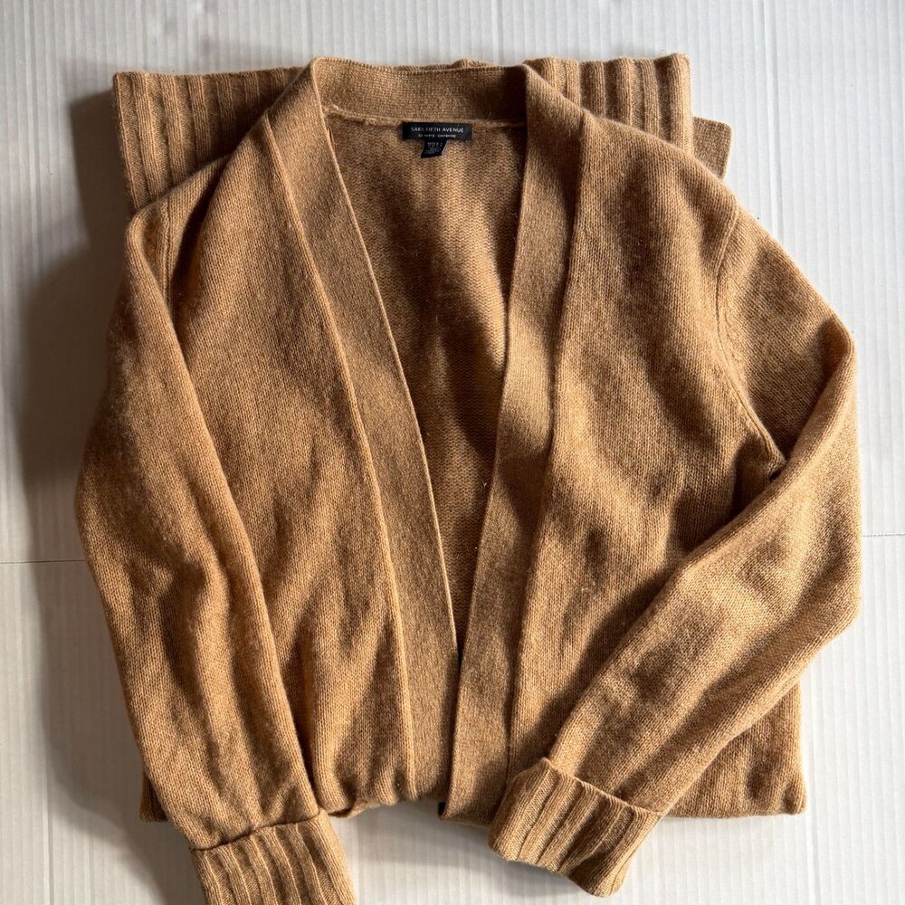 Saks Fifth Avenue, 100% Cashmere Camel Longline Duster Cardigan, S Quiet Luxury